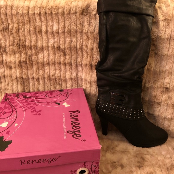 Reneeze Knee High Zip Studded boot with 3.5” heel - Picture 5 of 5